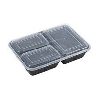 Bento Box 3 Compartment Black base Sleeve of 50 containers & 50 lids