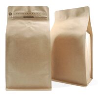 500G Box Bottom  Bag - with Valve - Natural Kraft - 25psc