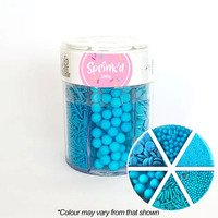 Bright Blue Sprinkles Mix Sugar Balls/Jimmies/Sequins/Sanding Sugar 200g