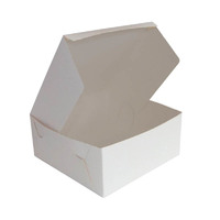 Cake Box 10x10x4Inches White Fold Lid - each