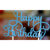 Happy Birthday Cake Topper Glitter - each [colour: blue]