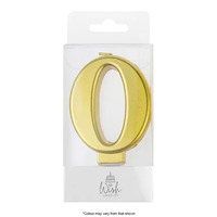 Number 0 Candle Gold 