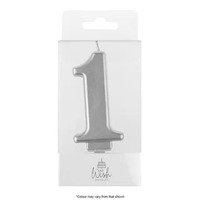 Number 1 Candle Silver