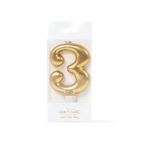 Number 3 Candle Gold