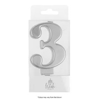 Number 3 Candle Silver
