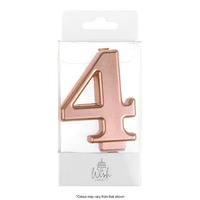 Number 4 Candle Rose Gold