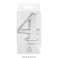 Number 4 Candle Silver