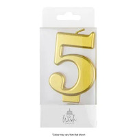 Number 5 Candle Gold