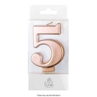 Number 5 Candle Rose Gold