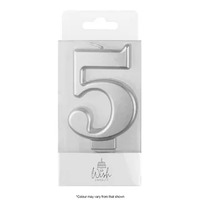 Number 5 Candle Silver