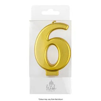 Number 6 Candle Gold