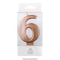 Number 6 Candle Rose Gold