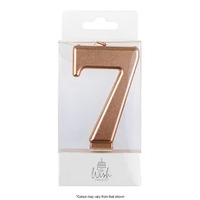 Number 7 Candle Rose Gold