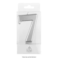 Number 7 Candle Silver