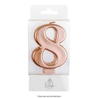 Number 8 Candle Rose Gold