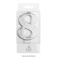 Number 8 Candle Silver