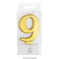 Number 9 Candle Gold