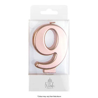 Number 9 Candle Rose Gold