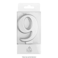 Number 9 Candle Silver