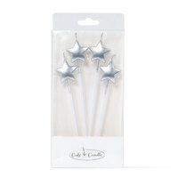 Silver Star Candles - 4 Pkt 