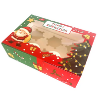 Christmas 6 Hole Cupcake Box with insert 