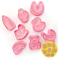 Baby Theme Cookie Cutters and Stamp Set - 8 Pieces