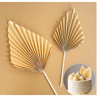 Decorative Fan Cake Topper  - Metallic Gold 2 Pcs