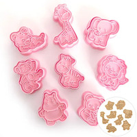 Jungle Animals Cookie Cutters and Stamp Set - 8 Pieces