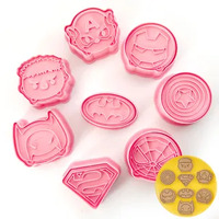Super Hero Cookie Cutters and Stamp Set - 8 Pieces