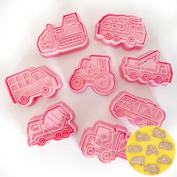 Truck and Machinery Cookie Cutters and Stamp Set - 8 Pieces