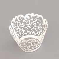 Mini Cupcake Wrapper Pearl White Filigree - 12 Pieces