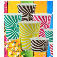 24 Oz Candy Stripe Milk Shake Cup -25/Sleeve ( 20 sleeves per carton)