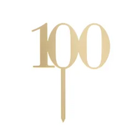 Cake Topper 100 Gold Acrylic