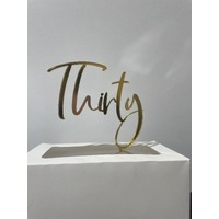 Cake Topper Thirty Gold Acrylic