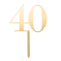 Cake Topper 40 Gold Acrylic