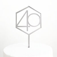 '40' Cake Topper in Silver Acrylic