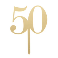 Cake Topper 50 Gold Acrylic
