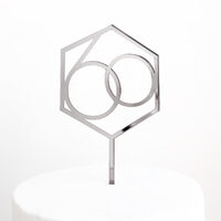 '60' Cake Topper in Silver  Acrylic