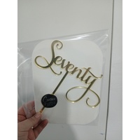 Cake Topper Seventy Gold Acrylic