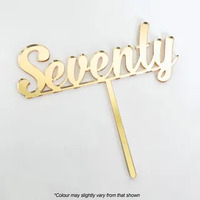 Cake Topper Seventy Gold Acrylic