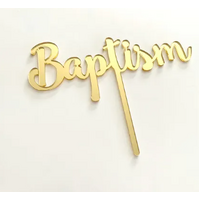 Baptism Cake Topper Gold Acrylic