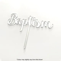 Cake Topper Baptism Silver Acrylic