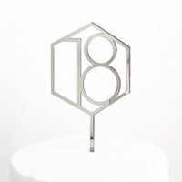 18 Cake Topper in Silver Acrylic