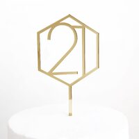 21 Cake Topper in Gold Acrylic