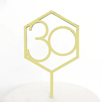 30 Cake Topper in Gold Acrylic