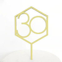 30 Cake Topper in Gold Acrylic