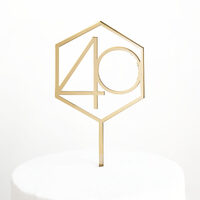 40 Cake Topper in Gold Acrylic