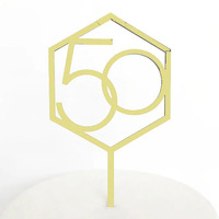 50 Cake Topper in Gold Acrylic