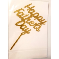 Cursive 'Happy Father's Day'' Cake Topper in Gold Acrylic