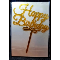 Cursive 'Happy Birthday'' Cake Topper in Gold Acrylic